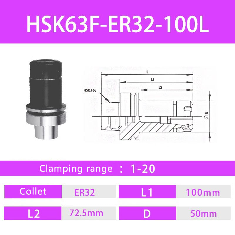 HSK63F Woodworking Engraving Machine Toolholder High Precision High Speed Dynamic Balance ER Collet Toolholder Shandong Denso Pricision Tools Co.,Ltd.